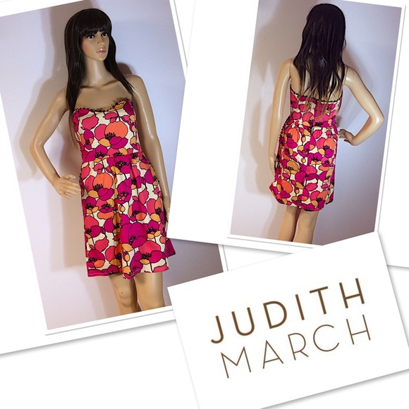 Judith March Dresses & Skirts - JUDITH MARCH BOLD FLORAL STRAPLESS DRESS